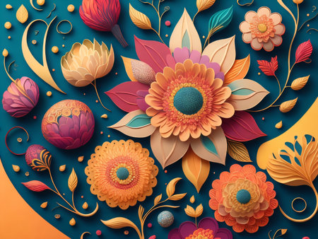Beautiful floral background with flowers and leaves. EPS 10 vector file includedの素材