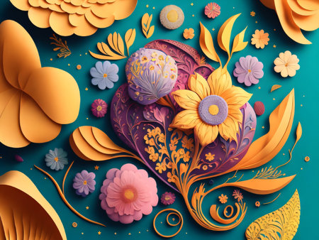 3D illustration, abstract colorful floral background, 3D rendering.の素材