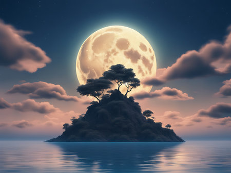 moon over the oceanの素材