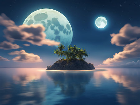 moon over the oceanの素材