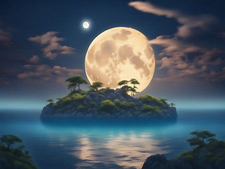 moon over the oceanの素材