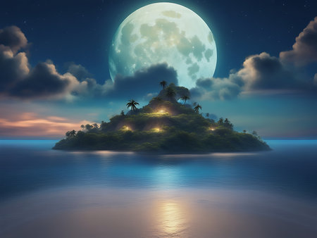 moon over the oceanの素材