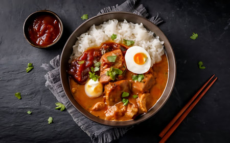Capture the essence of Japanese Curry in a mouthwatering food photography shotの素材