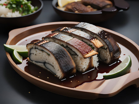 Capture the essence of Unagi in a mouthwatering food photography shotの素材