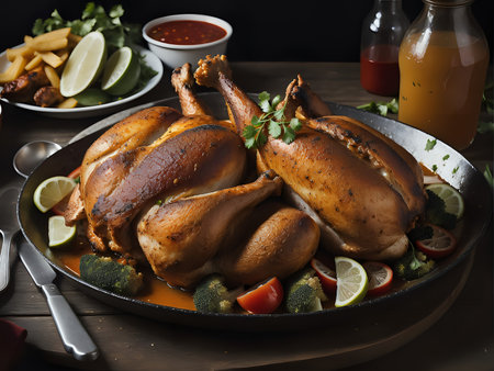 Capture the essence of jamaican Chicken in a mouthwatering food photography shotの素材