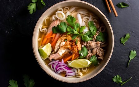Capture the essence of Pho in a mouthwatering food photography shotの素材