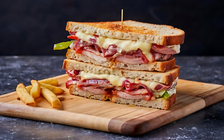 Capture the essence of Reuben in a mouthwatering food photography shotの素材