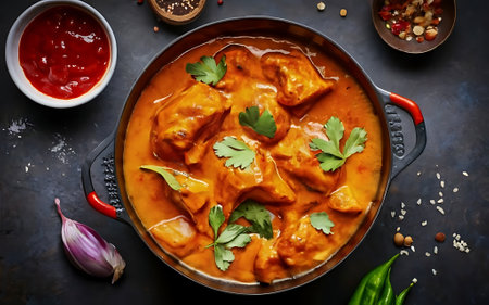 Capture the essence of Butter Chicken in a mouthwatering food photography shotの素材