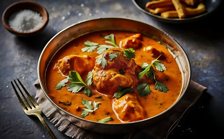 Capture the essence of Butter Chicken in a mouthwatering food photography shotの素材