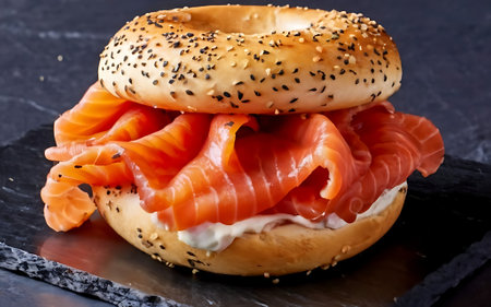 Capture the essence of Bagels and Lox in a mouthwatering food photography shotの素材
