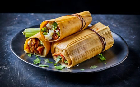 Capture the essence of Tamales in a mouthwatering food photography shotの素材