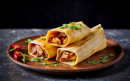 Capture the essence of Tamales in a mouthwatering food photography shotの素材