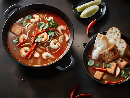 Capture the essence of Tom Yum in a mouthwatering food photography shotの素材