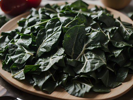 Capture the essence of Collard Greens in a mouthwatering food photography shotの素材