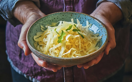 Capture the essence of Sauerkraut in a mouthwatering food photography shotの素材