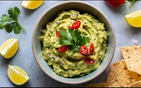 Capture the essence of Guacamole in a mouthwatering food photography shotの素材