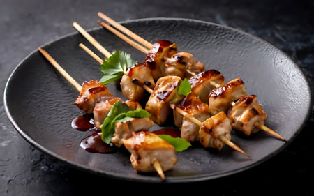 Capture the essence of Yakitori in a mouthwatering food photography shotの素材