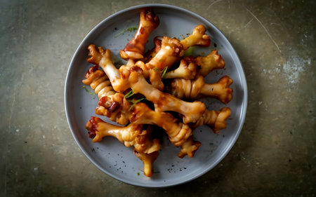 Capture the essence of Chicken Feet in a mouthwatering food photography shotの素材