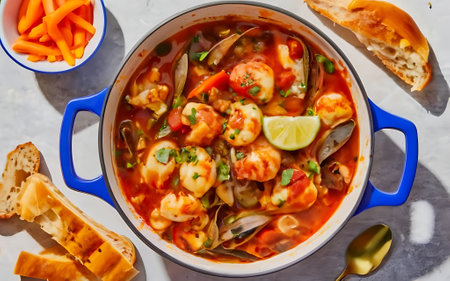 Capture the essence of Cioppino (San Francisco) in a mouthwatering food photography shotの素材
