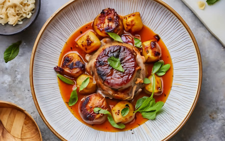 Capture the essence of Osso Buco in a mouthwatering food photography shotの素材