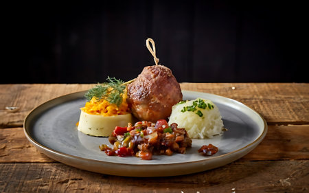 Capture the essence of Haggis, Neeps &amp; Tatties in a mouthwatering food photography shotの素材