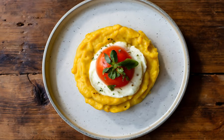 Capture the essence of Polenta in a mouthwatering food photography shotの素材
