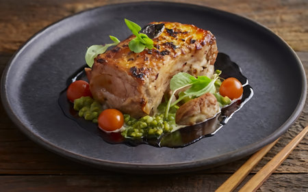 Capture the essence of Carne De Porco Ã Alentejana in a mouthwatering food photography shotの素材
