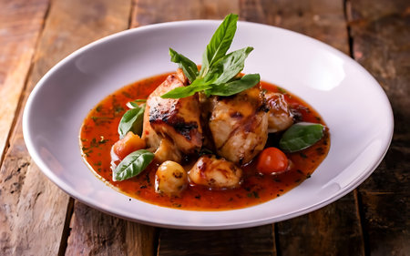 Capture the essence of Carne De Porco Ã Alentejana in a mouthwatering food photography shotの素材