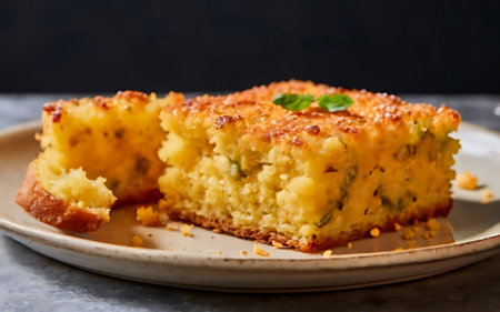 Capture the essence of Cornbread  in a mouthwatering food photography shotの素材