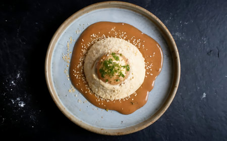Capture the essence of Tahini in a mouthwatering food photography shotの素材