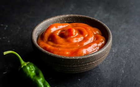 Capture the essence of Habanero Sauce in a mouthwatering food photography shotの素材