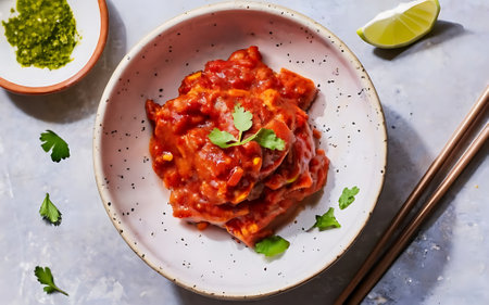 Capture the essence of Harissa in a mouthwatering food photography shotの素材