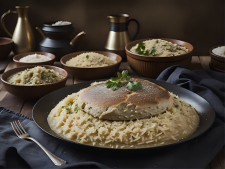 Capture the essence of Mansaf in a mouthwatering food photography shotの素材