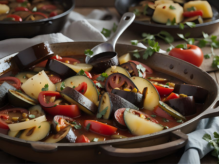Capture the essence of Ratatouille in a mouthwatering food photography shotの素材