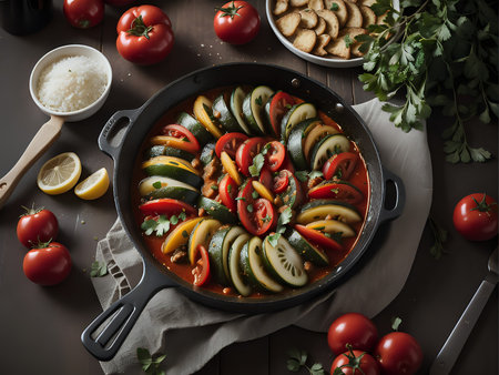 Capture the essence of Ratatouille in a mouthwatering food photography shotの素材