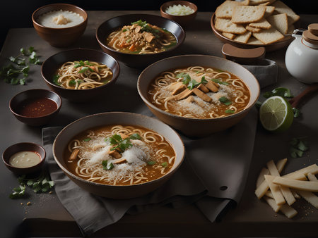 Capture the essence of Mohinga in a mouthwatering food photography shotの素材