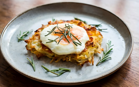 Capture the essence of Rosti in a mouthwatering food photography shotの素材
