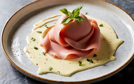 Capture the essence of Vitello Tonnato in a mouthwatering food photography shotの素材