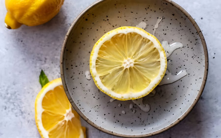 Capture the essence of Meyer Lemon in a mouthwatering food photography shotの素材
