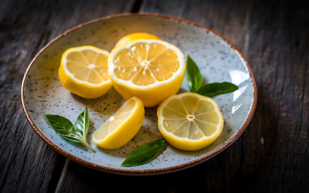 Capture the essence of Meyer Lemon in a mouthwatering food photography shotの素材