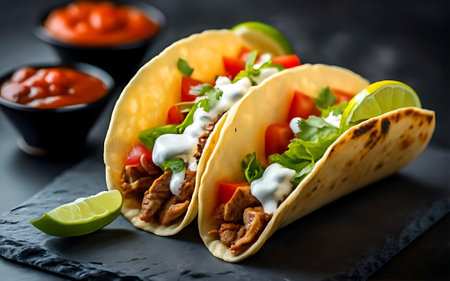 Capture the essence of Hard Shell Taco in a mouthwatering food photography shotの素材
