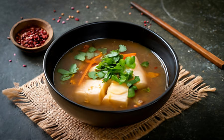 Capture the essence of Miso Soup in a mouthwatering food photography shotの素材