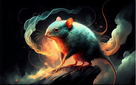 an ethereal and mesmerizing image of an Antechinus Embrace the styles of illustration, dark fantasy, and cinematic mystery the elusive nature of smokeの素材