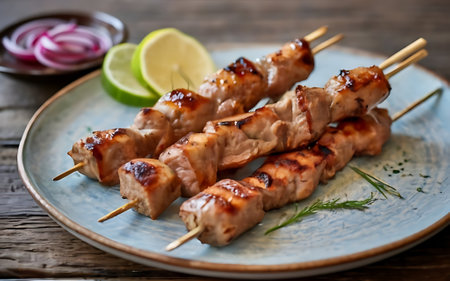 Capture the essence of Souvlaki in a mouthwatering food photography shotの素材