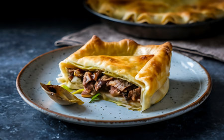 Capture the essence of Bastilla in a mouthwatering food photography shotの素材