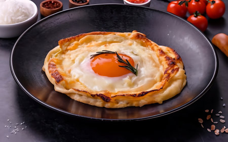 Capture the essence of Omelette in a mouthwatering food photography shotの素材