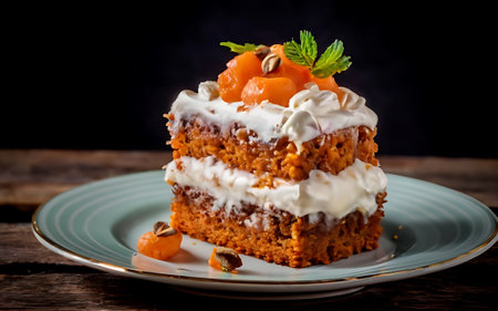 Capture the essence of Carrot Cake in a mouthwatering food photography shotの素材