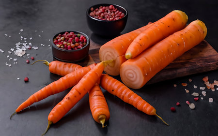 Capture the essence of Cooked Carrots in a mouthwatering food photography shotの素材