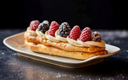 Capture the essence of Eclairs in a mouthwatering food photography shotの素材