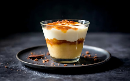 Capture the essence of Creme Brulee in a mouthwatering food photography shotの素材